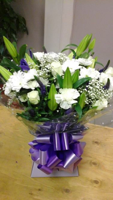 Purple birthday aqua gift boxes north Bristol florist BB2